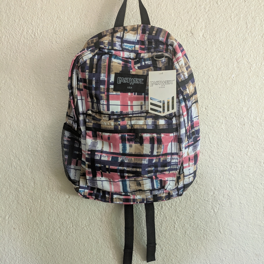 Eastwest Plaid Pink and Blue women's Backpack